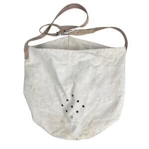 Vintage Unbranded Canva Cotton Leather Bottom Strap Tote Minnow Bait Bag